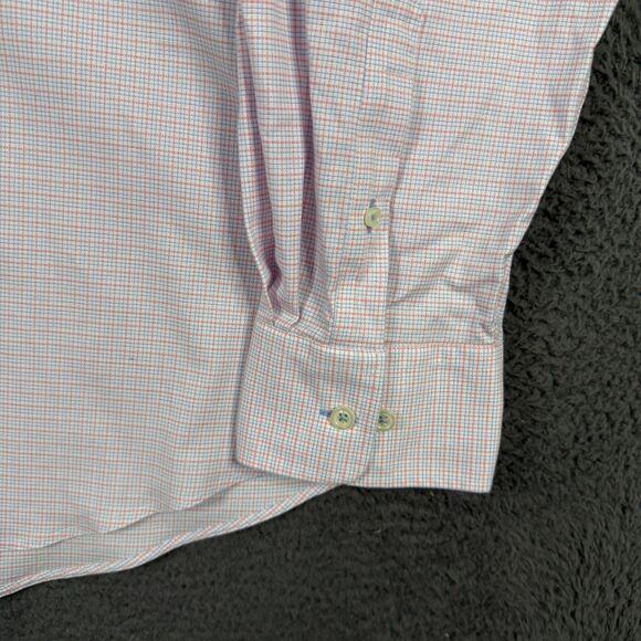 Twillory Dress Shirt Mens 18 34/35 Blue Orange Check Tailored Fit Safe Cotton - Picture 6 of 14